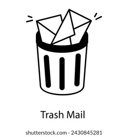 Download line icon of trash mail
