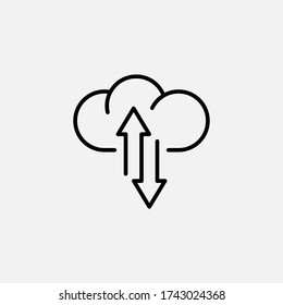 Download line icon. Upload and database, transfer symbol. Cloud storage logo. Outline design editable stroke. For yuor design. Stock - Vector illustration