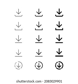 Descargar iconos de línea establecidos en negro sobre fondo blanco. Concepto de carga. Diseño plano. Logo minimalista de esquema de moda para aplicaciones, gráficos, diseño, infografía, web, sitio web, ui, ux, dev. EPS vectorial 10