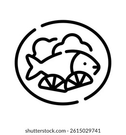Download line style icon depicting fish platter