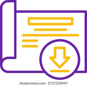 Línea de Descarga Línea de Vector de dos colores Diseño de icono de Vector de dos colores