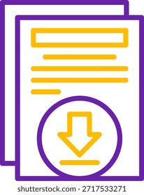 Línea de Descarga Línea de Vector de dos colores Diseño de icono de Vector de dos colores