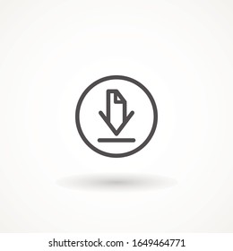 Descargar icono vectorial de línea, trazo editable. símbolo de instalación de esquema.Icono de descarga. Botón Cargar. Cargar símbolo. Ilustración vectorial plana moderna y simple