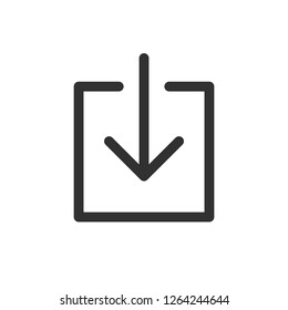 Download, linear icon. Box arrow. Line with editable stroke