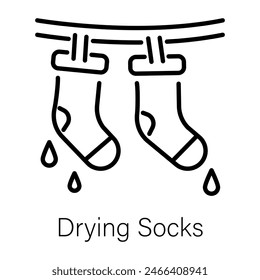 Download linear icon depicting drying socks 