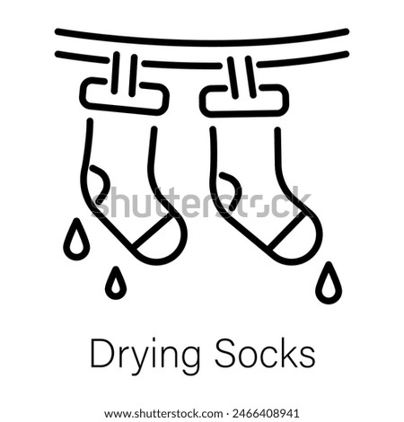 Download linear icon depicting drying socks 