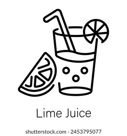 Icono lineal de Descarga de jugo de lima 