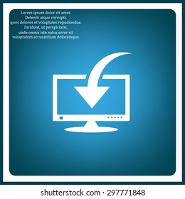 Download, Load, Backup icon on computer screen, vector