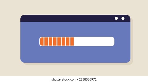 Download or loading. Process metaphor, modern technology and digital world, cyberspace. Waiting and filling progress bar. Interface for website and software. Cartoon flat vector illustration