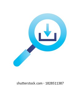 download in lupe gradient style icon design, search tool and magnifying glass theme Vector illustration