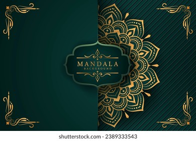 Download the Luxury gold mandala ornate background for wedding invitation, book cover with mandala element style premium vector