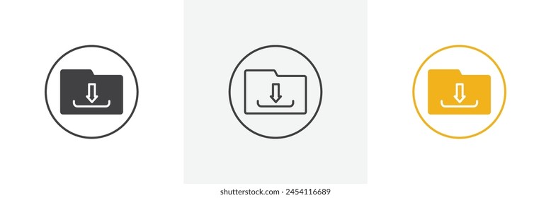 Download Management Icon Set. File and folder download vector symbol.