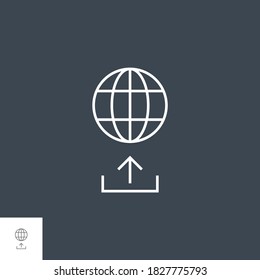 Icono de línea delgada del vector relacionado del gestor de descargas. Aislado en fondo negro. Stroke editable. Ilustración vectorial.