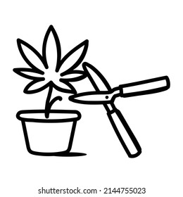 Descargar icono de corte de marihuana diseñado con vector de doodle 

