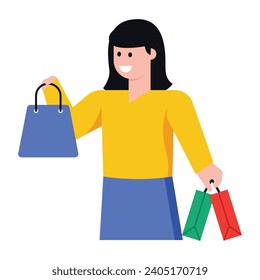 Download modern flat icon of a shopping girl