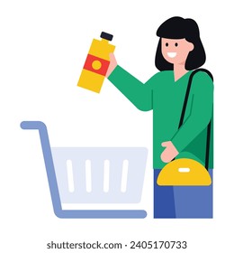 Download modern flat icon of a shopping girl