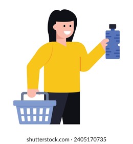 Download modern flat icon of a shopping girl