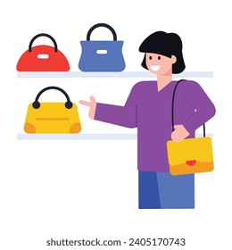 Download modern flat icon of a shopping girl