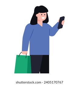 Download modern flat icon of a shopping girl