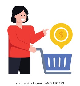 Download modern flat icon of a shopping girl