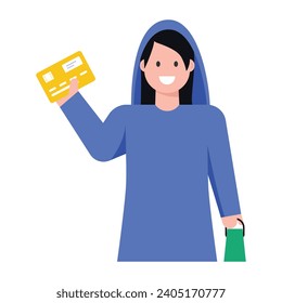 Download modern flat icon of a shopping girl