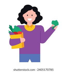 Download modern flat icon of a shopping girl