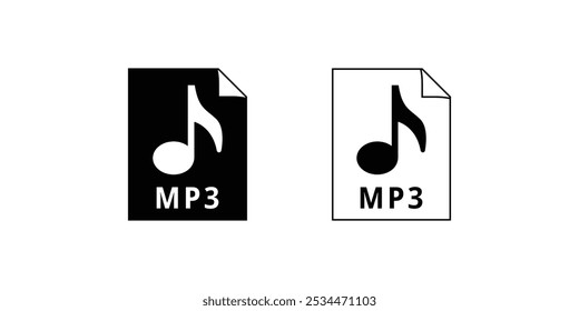 Download MP3 icon Set. MP3 File label Sign. Audio file Format. Flat design vector Element on Transparency Background. Vector Illustration Concept.	