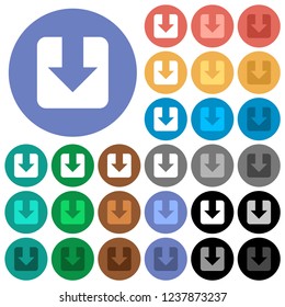 Download multi colored flat icons on round backgrounds. Included white, light and dark icon variations for hover and active status effects, and bonus shades.