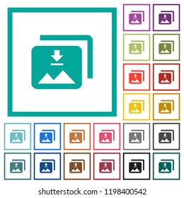 Download multiple images flat color icons with quadrant frames on white background