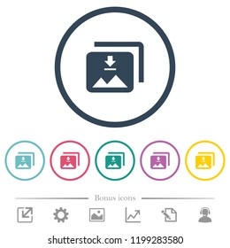 Download multiple images flat color icons in round outlines. 6 bonus icons included.