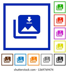 Download multiple images flat color icons in square frames on white background