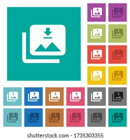 Descargue varias imágenes de iconos planos multicolores en fondos cuadrados simples. Se incluyeron variaciones de iconos blancos y oscuros para efectos de movimiento o activos.