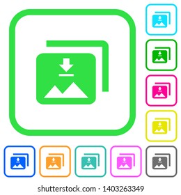 Download multiple images vivid colored flat icons in curved borders on white background