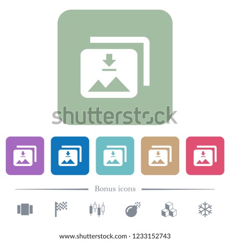 Download multiple images white flat icons on color rounded square backgrounds. 6 bonus icons included