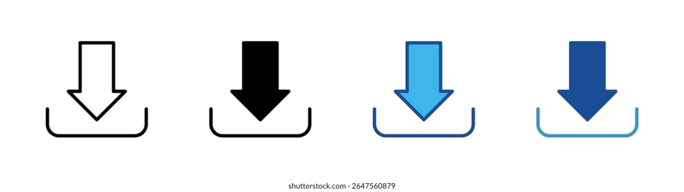 Icono de Vector multiestilo de Descarga aislado sobre fondo blanco