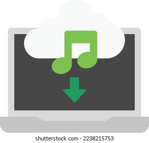 download music cloud vector flat illustration