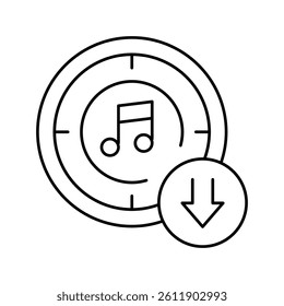 download music line icon vector. download music sign. isolated contour symbol black illustration