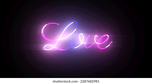 Download neon style love and heart emblem template glow in the dark