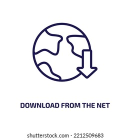download from the net icon from computer collection. Thin linear download from the net, network, download outline icon isolated on white background. Line vector download from the net sign, symbol for 