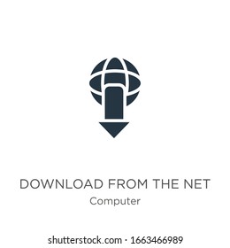 Descargar desde el vector de icono de red. Descarga plana de moda del icono de red de la colección de ordenadores aislados en fondo blanco. La ilustración vectorial puede utilizarse para el diseño gráfico web y móvil, 