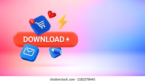 Descargue el concepto de nuevas aplicaciones. Banner vector 3d con espacio de copia
