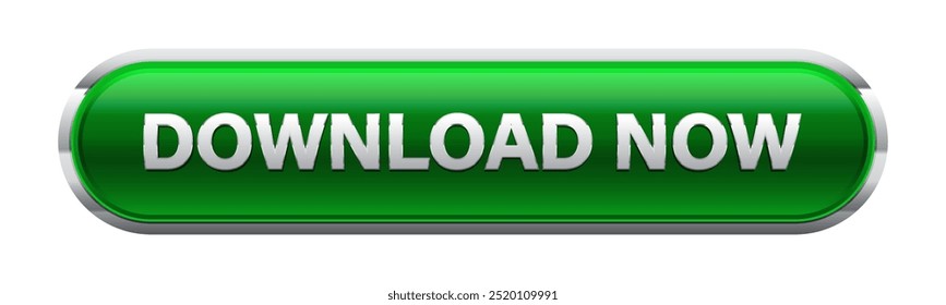 Download now button, green rounded box vector symbol