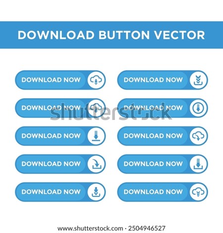 Download now button new style vector icon set in biue color, download icon vector design templates.