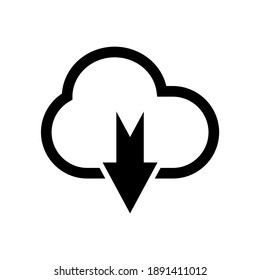 Descargar ahora icono. Cargar desde símbolos de la nube. Recibir datos de señales de almacenamiento remoto.