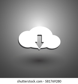 Download now icon. Upload from cloud symbols. Receive data from a remote storage signs.