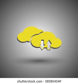 Download now icon. Upload from cloud symbols. Receive data from a remote storage signs.