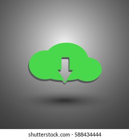 Download now icon. Upload from cloud symbols. Receive data from a remote storage signs.
