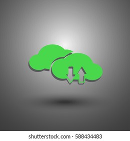 Download now icon. Upload from cloud symbols. Receive data from a remote storage signs.