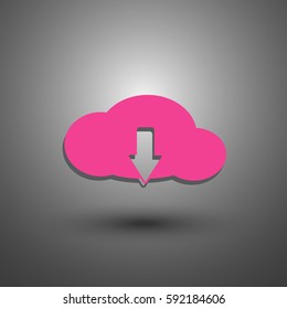 Download now icon. Upload from cloud symbols. Receive data from a remote storage signs.