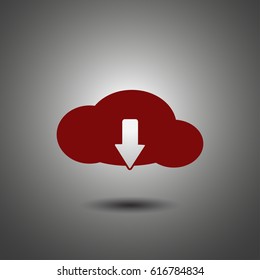 Download now icon. Upload from cloud symbols. Receive data from a remote storage signs.